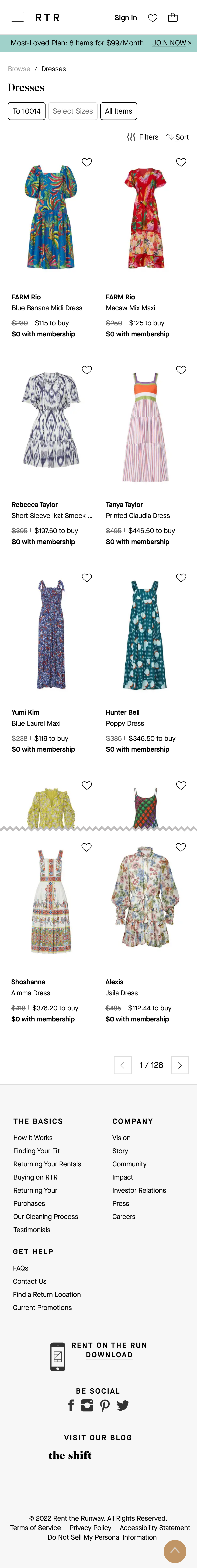 Rent the Runway’s Mobile Product List 352 of 943 Product List